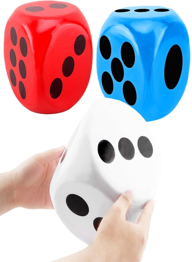 Cotiny 3 Pcs 6 Inch Jumbo Dice Set Large Soft Foam Dice Giant Squishy Square Dice Toys for Educational Toys Game Casino Themed Party Decorations, 3 Colors (Color Style 2) - Image 1